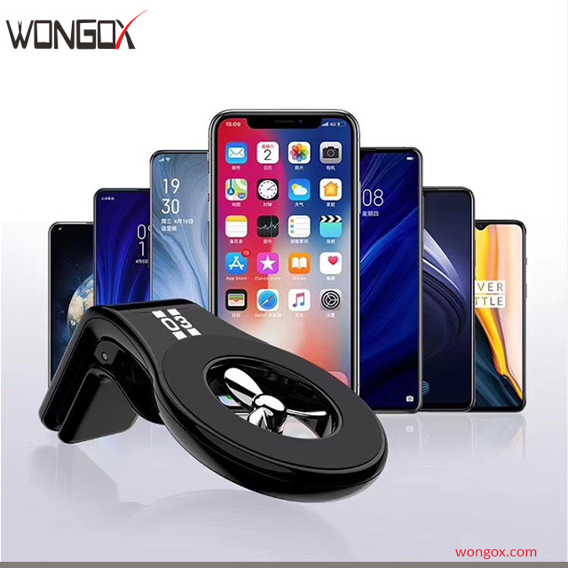 New Magetic Car Mount Holder with aromatherapy tablet container and fan driven by air vent