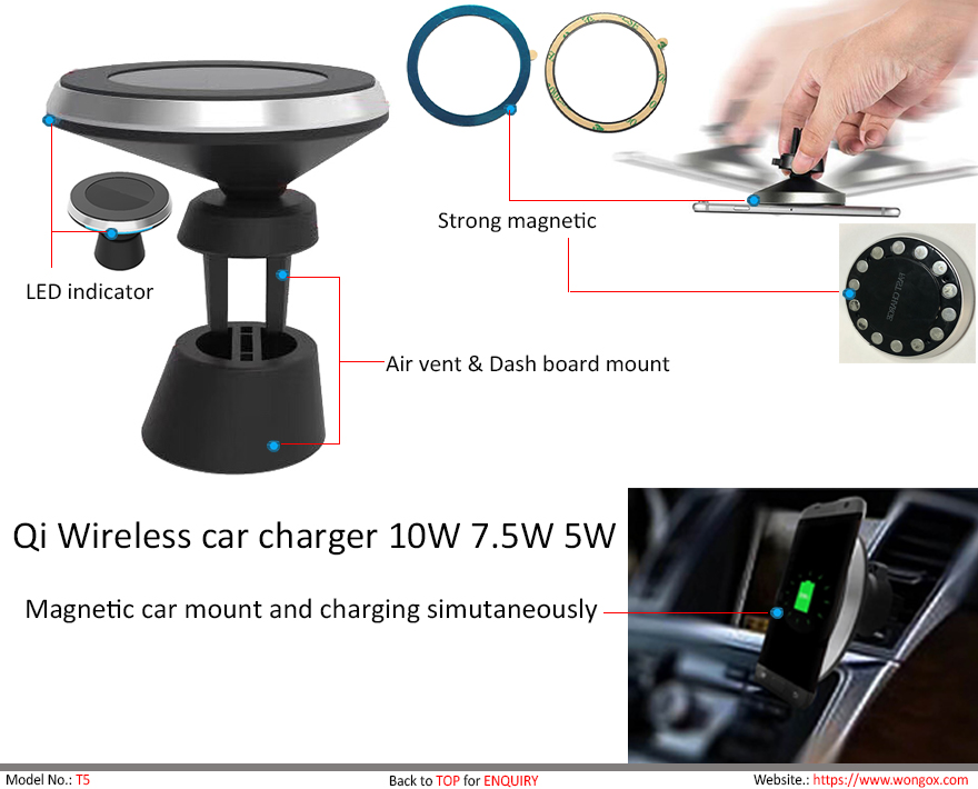 magentic wireless car charger mount