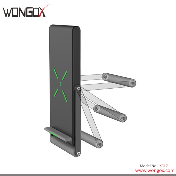 Foldable Alloy Stand Charger with Qi Fast Wireless charing,  double-coil wide charging area, and any angle view allowed